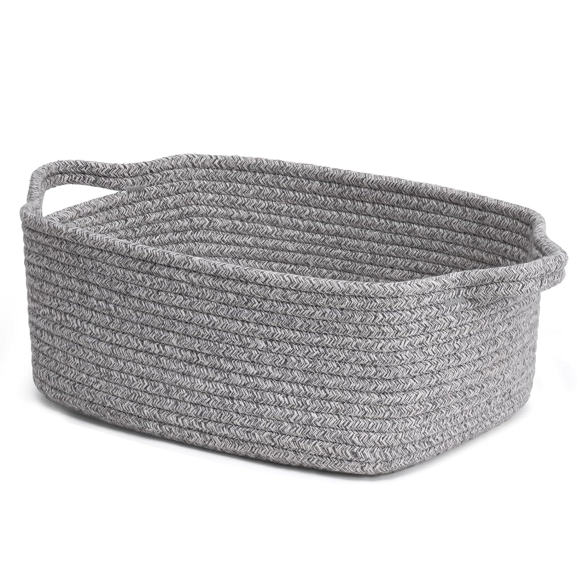 CHICVITA Small Woven Rope Gift Basket, Decorative Boo Basket, Grey