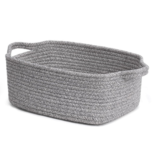 CHICVITA Small Woven Rope Gift Basket, Decorative Boo Basket, Grey