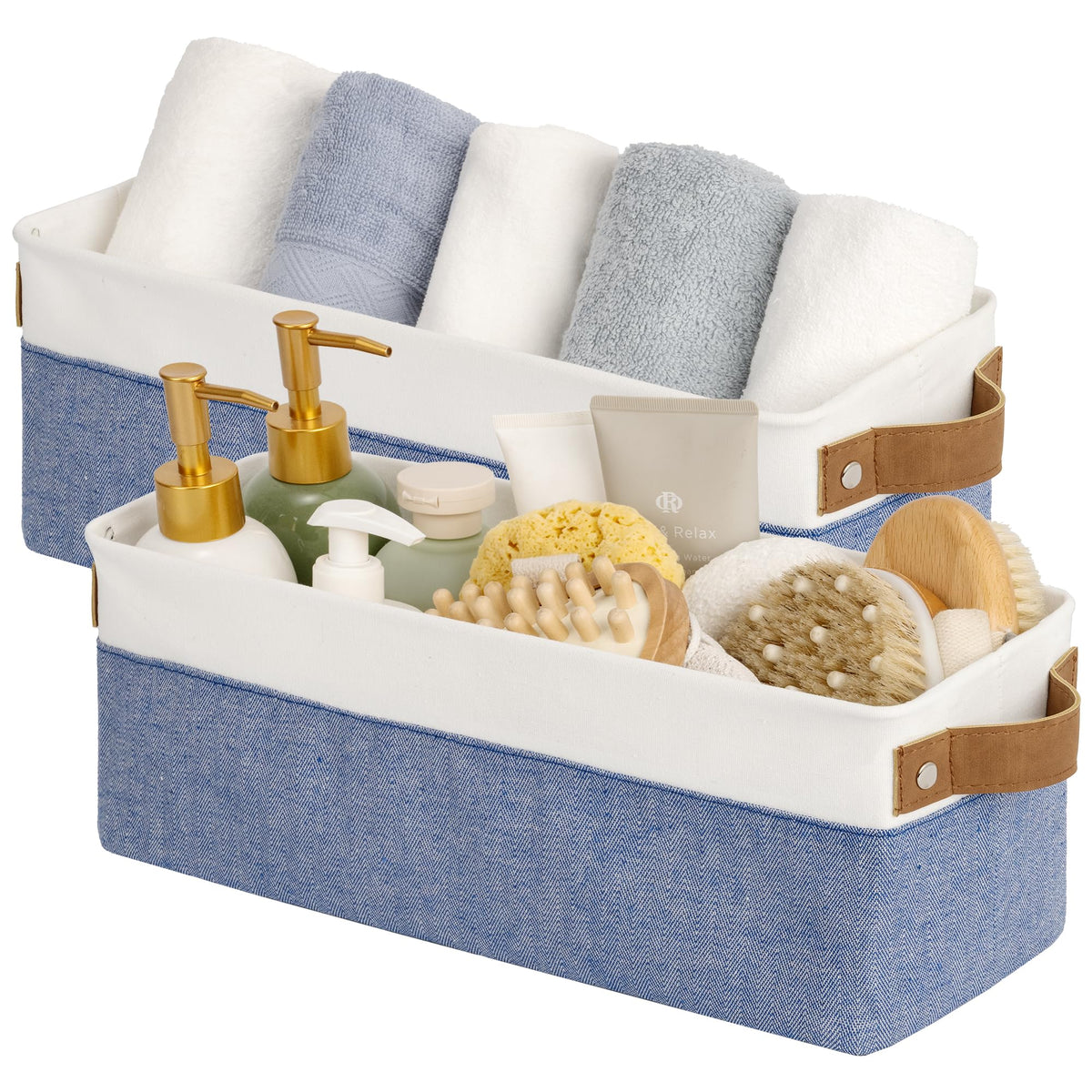 StorageWorks Narrow Storage Bins, Toilet Paper Storage, Natural, 2-Pack