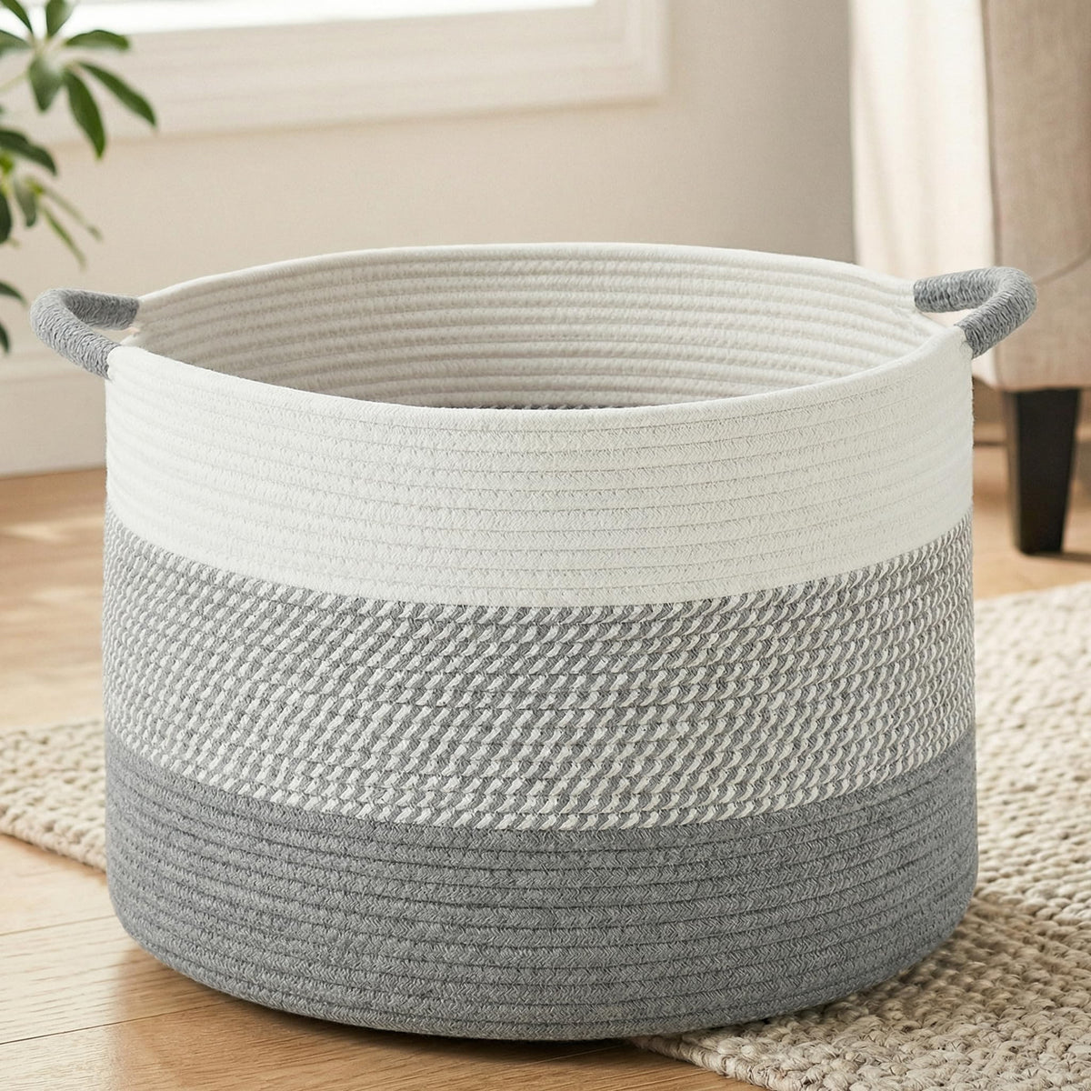 Artfeel 40L Large Cotton Rope Basket, Decorative Woven Blanket Storage for Living Room, Boho Toy Storage & Toy Box for Kids, Versatile Laundry Basket & Nursery Hamper for Blankets(Brown)