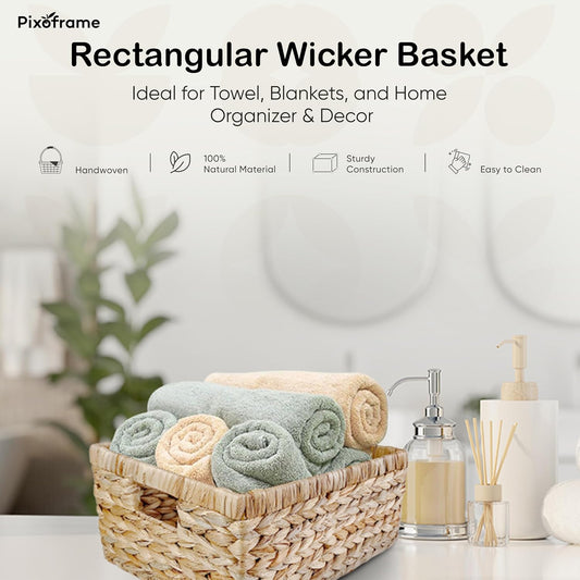 Large Handwoven Water Hyacinth Storage Wicker Basket with 2 Handles - Brown