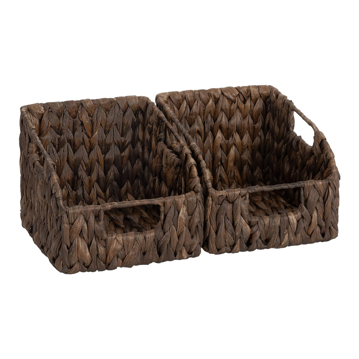 StorageWorks Pantry Baskets for Organizing, Wicker Basket with Built-in Handles, Handwoven Wicker Storage Baskets, Water Hyacinth for Shelves, 2 Pack
