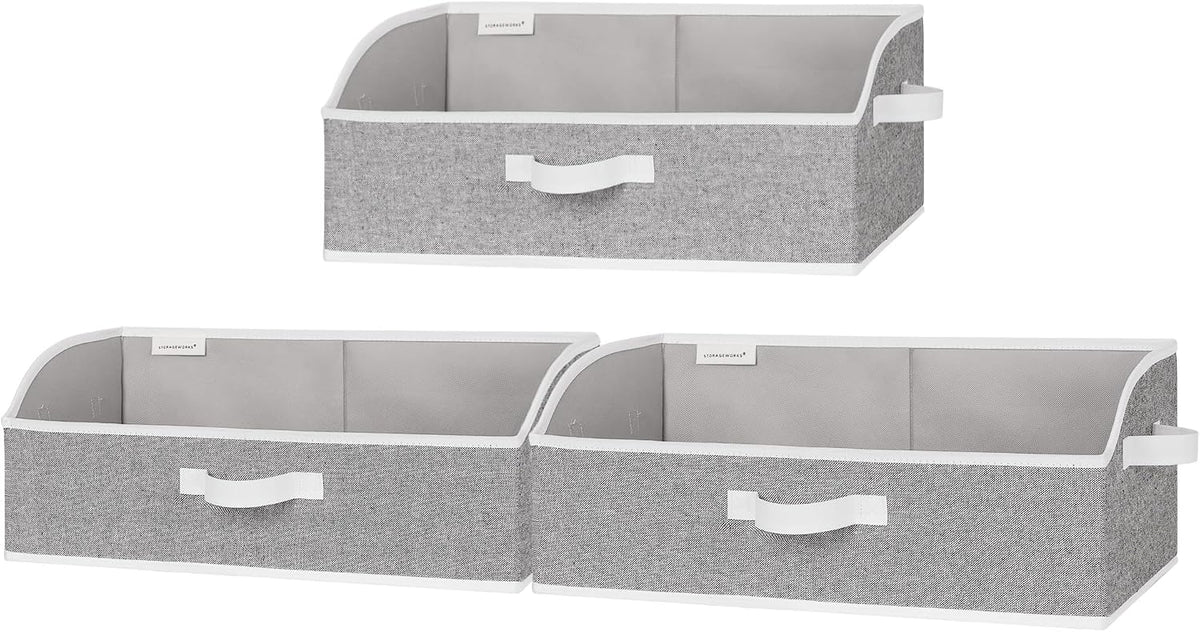 StorageWorks Closet Storage Bins Trapezoid, Gray, Large, 3-Pack