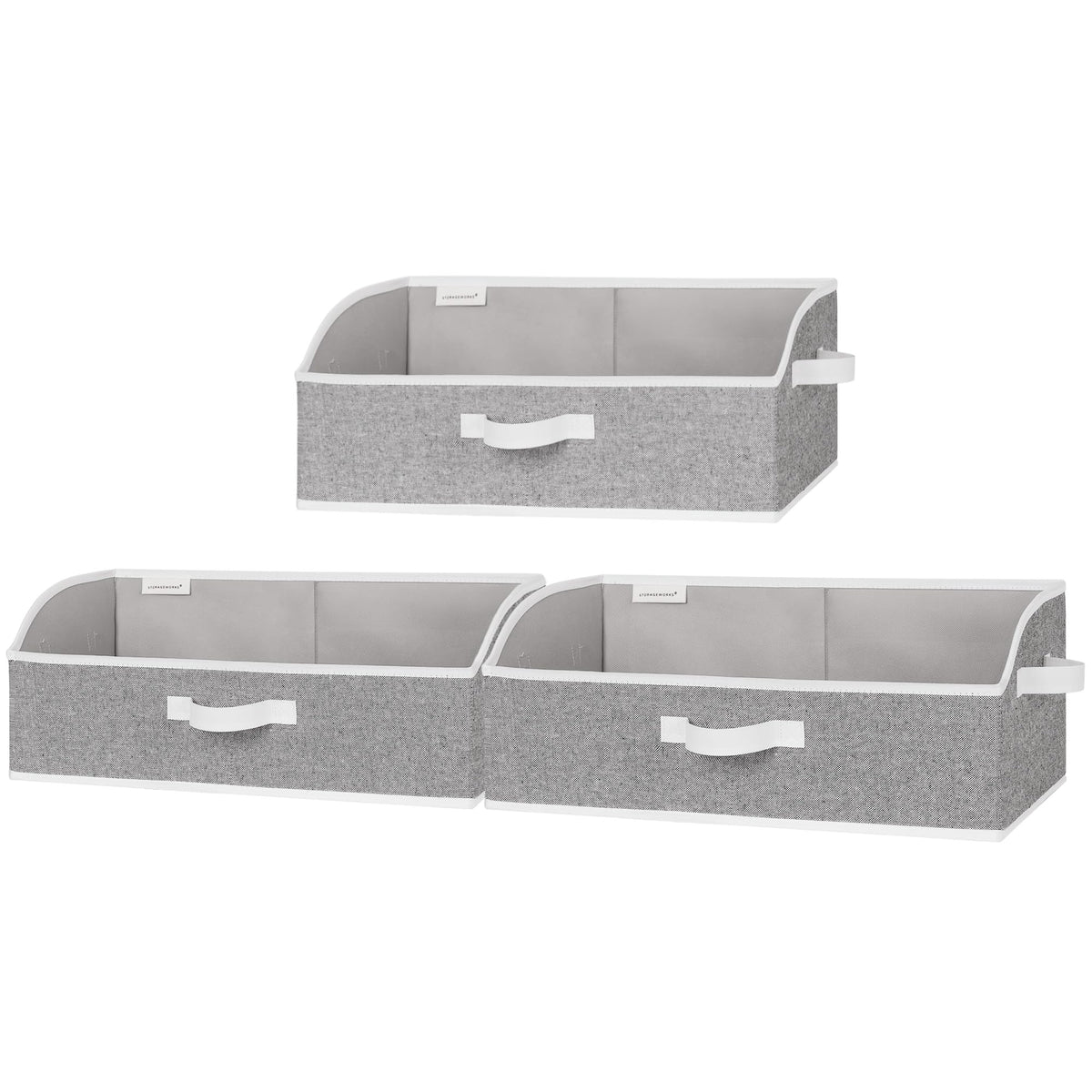 StorageWorks Closet Storage Bins Trapezoid, Gray, Large, 3-Pack