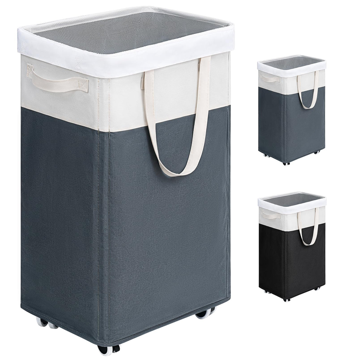 Goodpick 75L Laudnry Basket with Wheels & Removable Wash Bag for Dorm