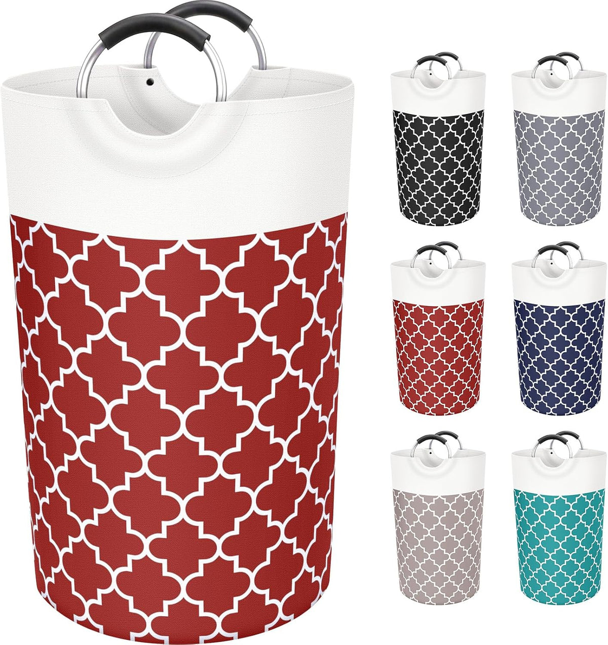 Fabspace Large Laundry Basket Laundry Hamper Bag Washing Bin Clothes Bag Collapsible Tall with Handles Waterproof Travel Bathroom College Essentials Storage for College Dorm, Family, 82L (Red)