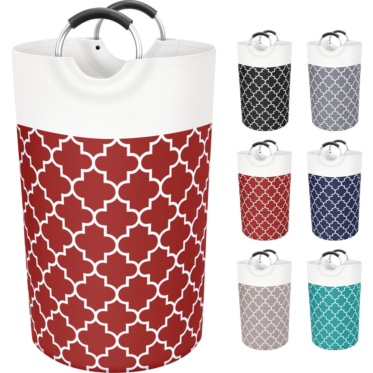 Fabspace Large Laundry Basket Laundry Hamper Bag Washing Bin Clothes Bag Collapsible Tall with Handles Waterproof Travel Bathroom College Essentials Storage for College Dorm, Family, 82L (Red)