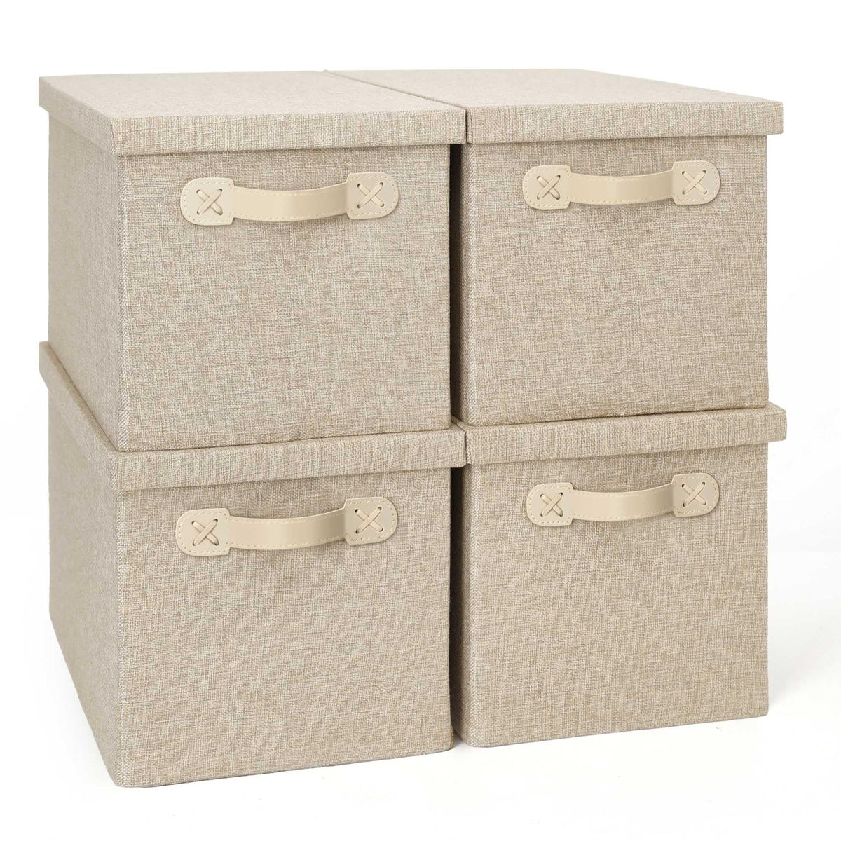 Heavy Duty Fabric Storage Bins with Lids, Collapsible Organizer Baskets