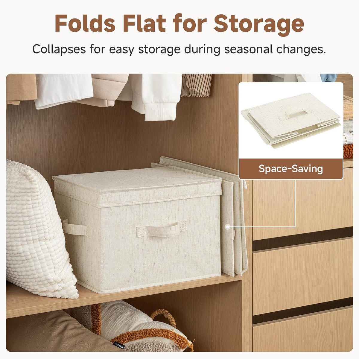 StorageWorks Fabric Storage Bins with Lids, Closet Storage Bins