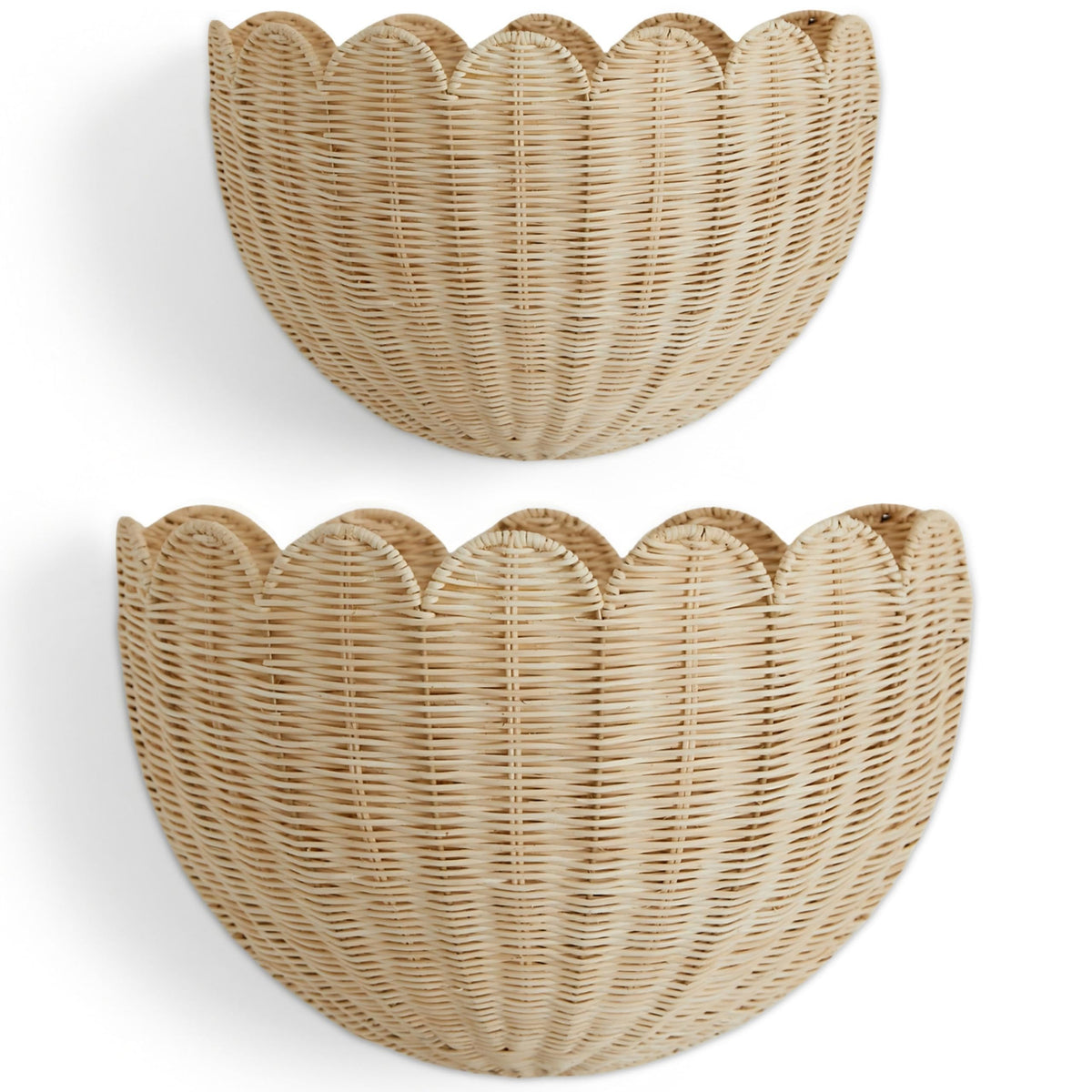 BEBE BASK Scalloped Wicker Wall Basket - The Original - 16 x 10 x 7 In
