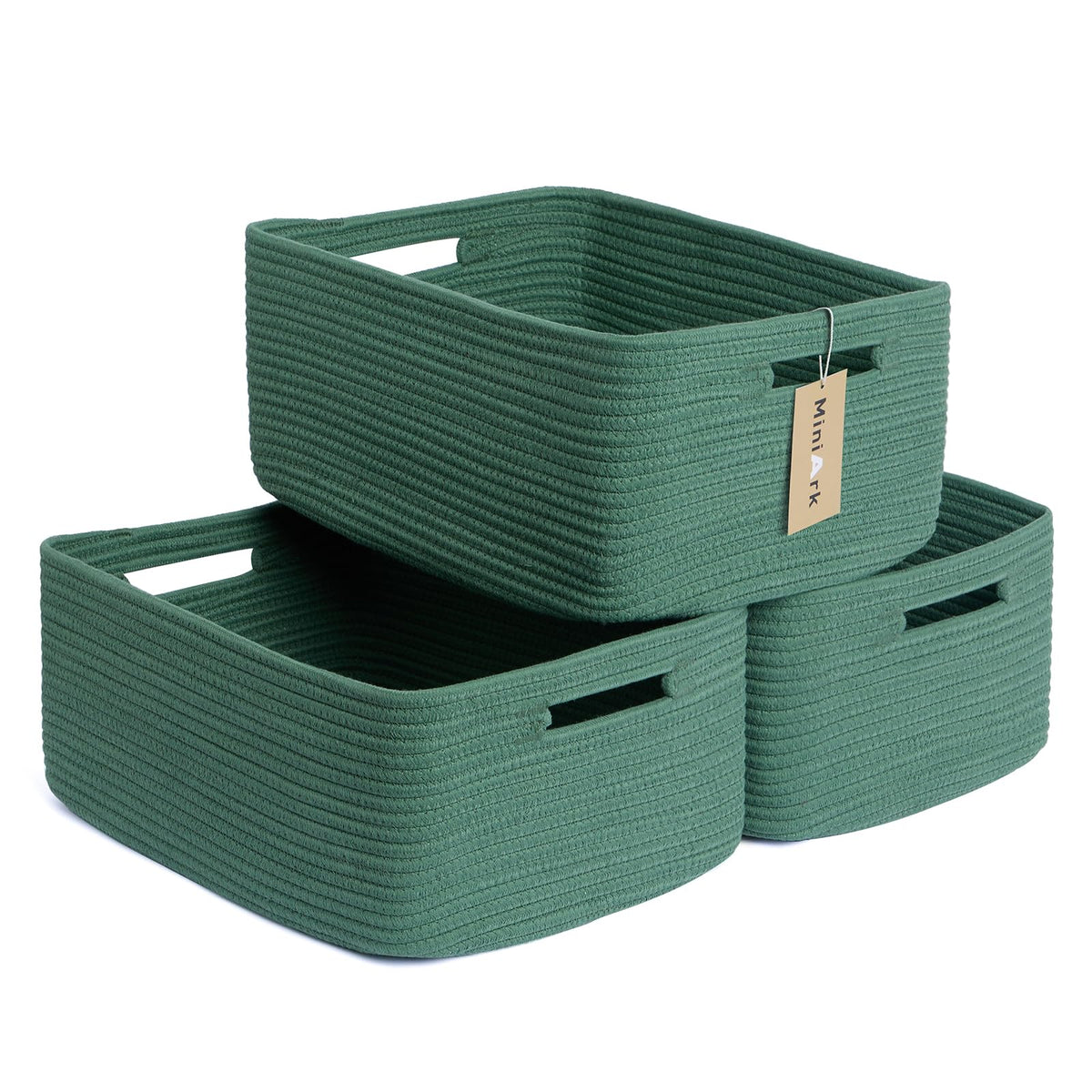 MiniArk Large Storage Baskets for Organizing, 17 x 13 x 7.5” Closet Shelf Baskets for Clothes Blanket Towels, Baby Nursery, Toy Bins Box, Woven Rope Baskets, 4 Packs Mixed Brown