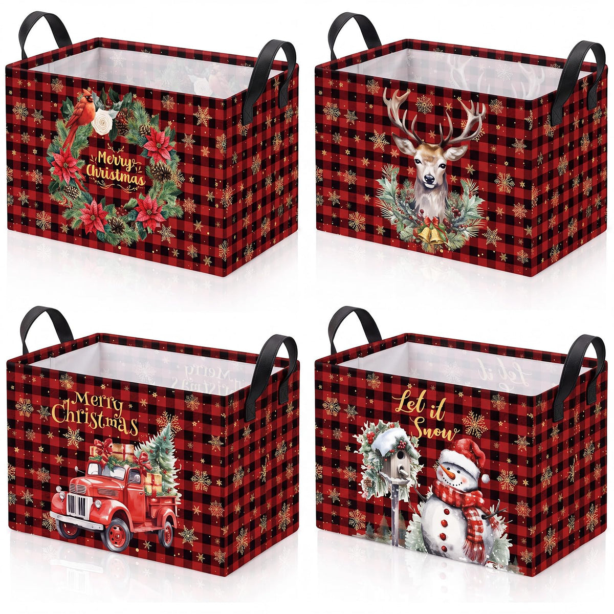 4 Pcs Halloween Storage Basket for Gifts Large Spooky Skeleton Storage Bins with Handles 15 x 10 x 8 Fabric Laundry Baskets Halloween Skull Collapsible Organizer Boxes for Home Cloth Toys Book
