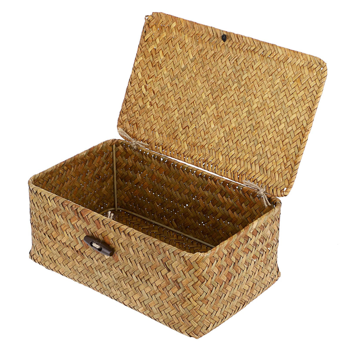 Hipiwe Wicker Shelf Baskets Bin with Lid Woven Storage Box, Coffee X-Large