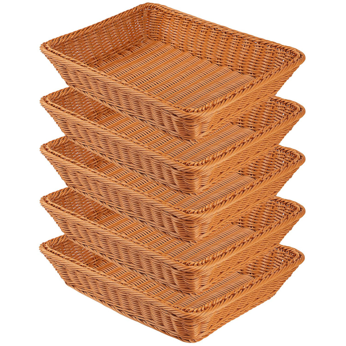 6 PCS 12x8 Inch Wicker Bread Basket, Woven Serving Basket, Tabletop Food Serving Basket for Restaurant, Bakery, Family Party, Hotel, Fruits, Vegetables and Snacks, Brown