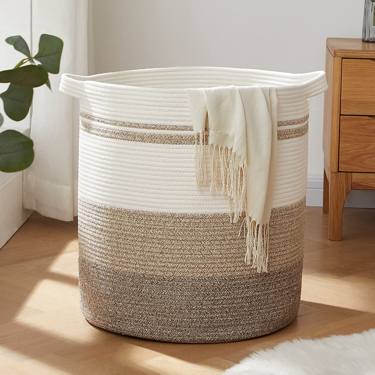 OIAHOMY 80L Laundry Basket Laundry Hamper Nursery Hamper Gradient Yellow
