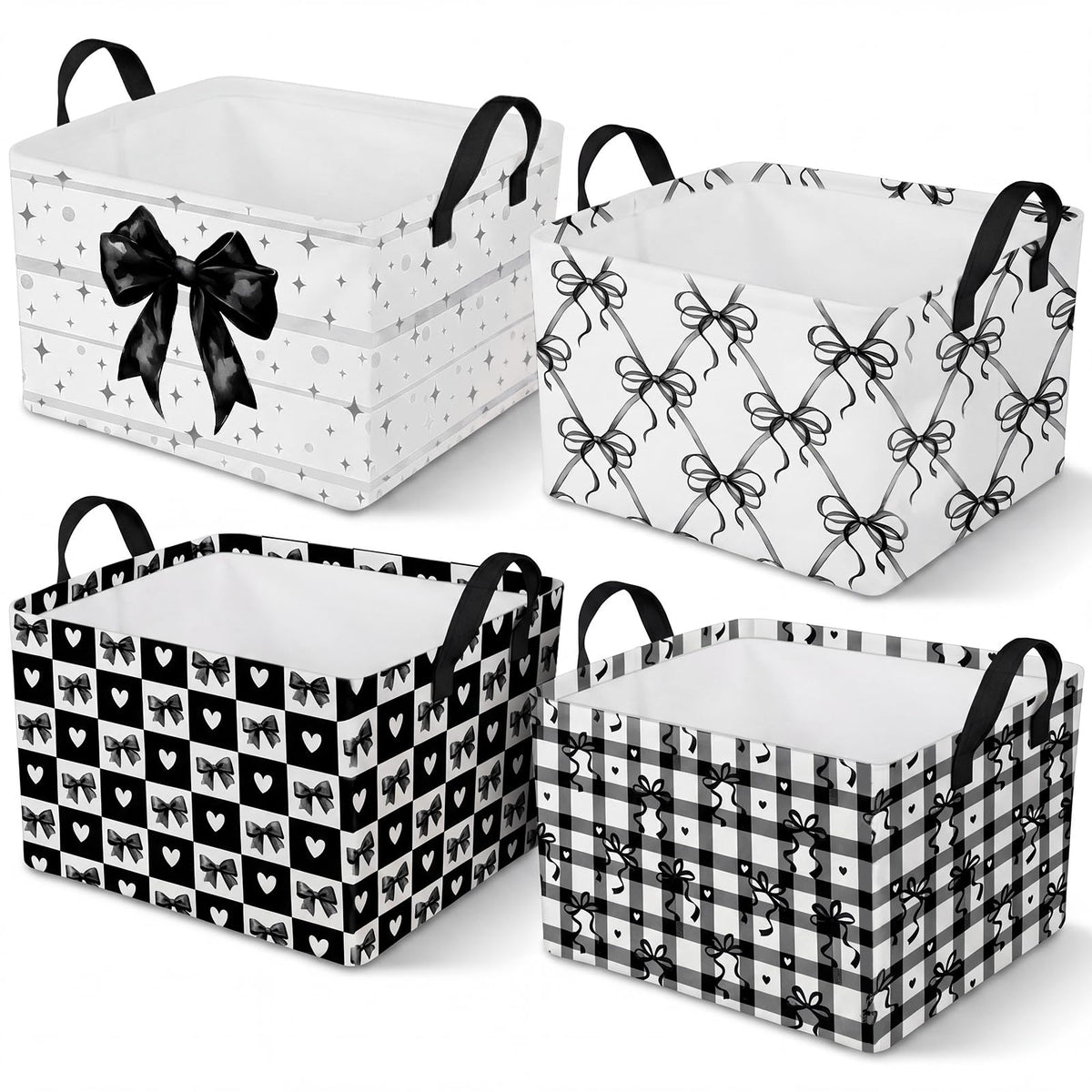 4 Pcs Halloween Storage Basket for Gifts Large Spooky Skeleton Storage Bins with Handles 15 x 10 x 8 Fabric Laundry Baskets Halloween Skull Collapsible Organizer Boxes for Home Cloth Toys Book