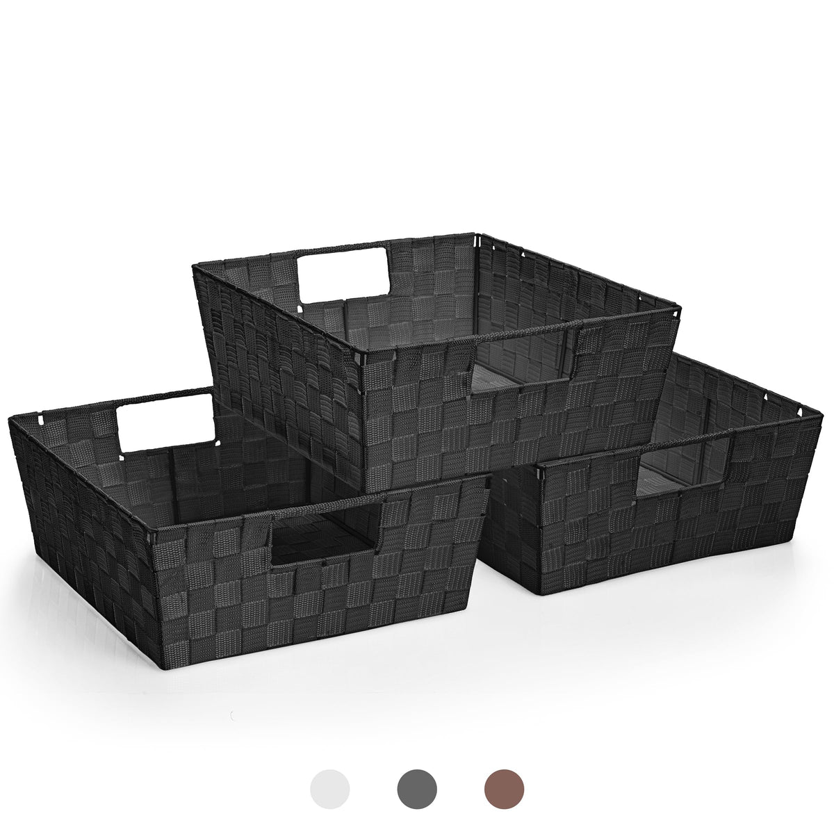 Sorbus Baskets for Organizing, Woven Storage Set (3 Piece Set, Chocolate)