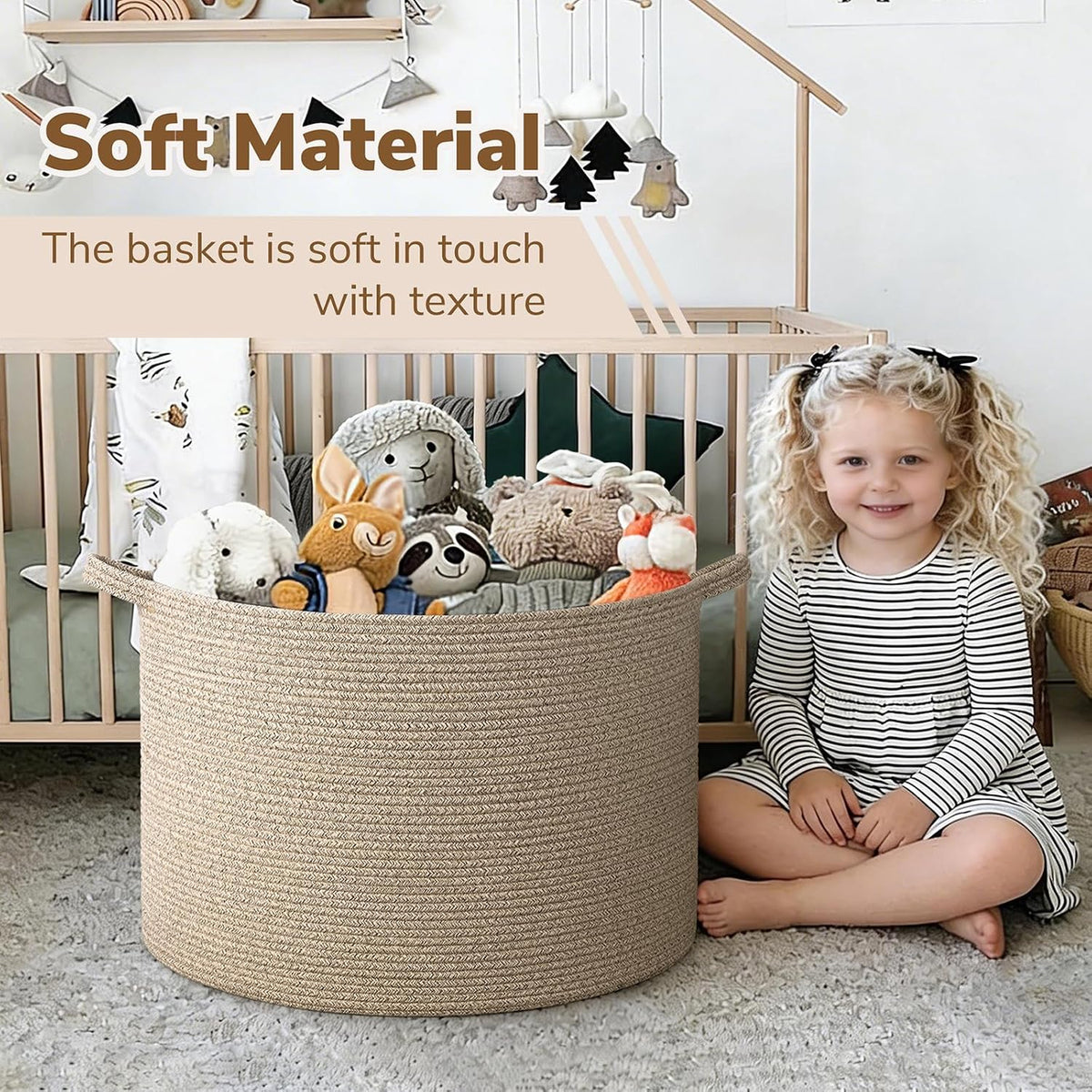 INDRESSME 115L Extra Large Woven Wicker Blanket Basket Living Room