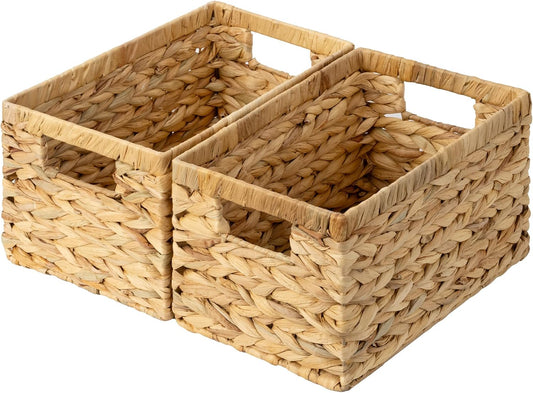 GRANNY SAYS Wicker Storage Baskets for Shelves, Hyacinth Baskets, 2-Pack