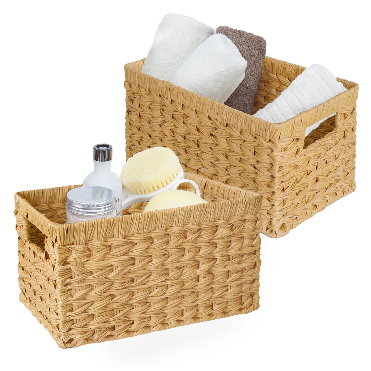 GRANNY SAYS Wicker Storage Baskets for Shelves, Hyacinth Baskets, 2-Pack