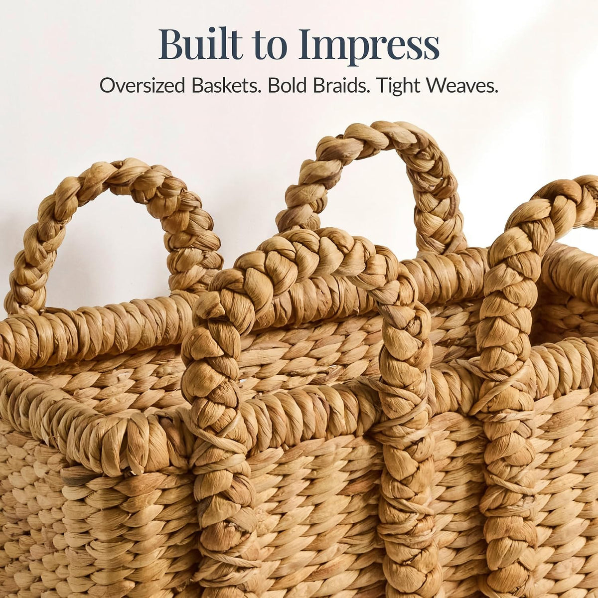 Best Choice Products 3Pc Shelf Baskets, Small, Large and XL Chunky Woven Wicker Rattan Storage Baskets w/Braided Handles, Organizer Bins for Blankets, Pillows, Shoes and Toys - Natural