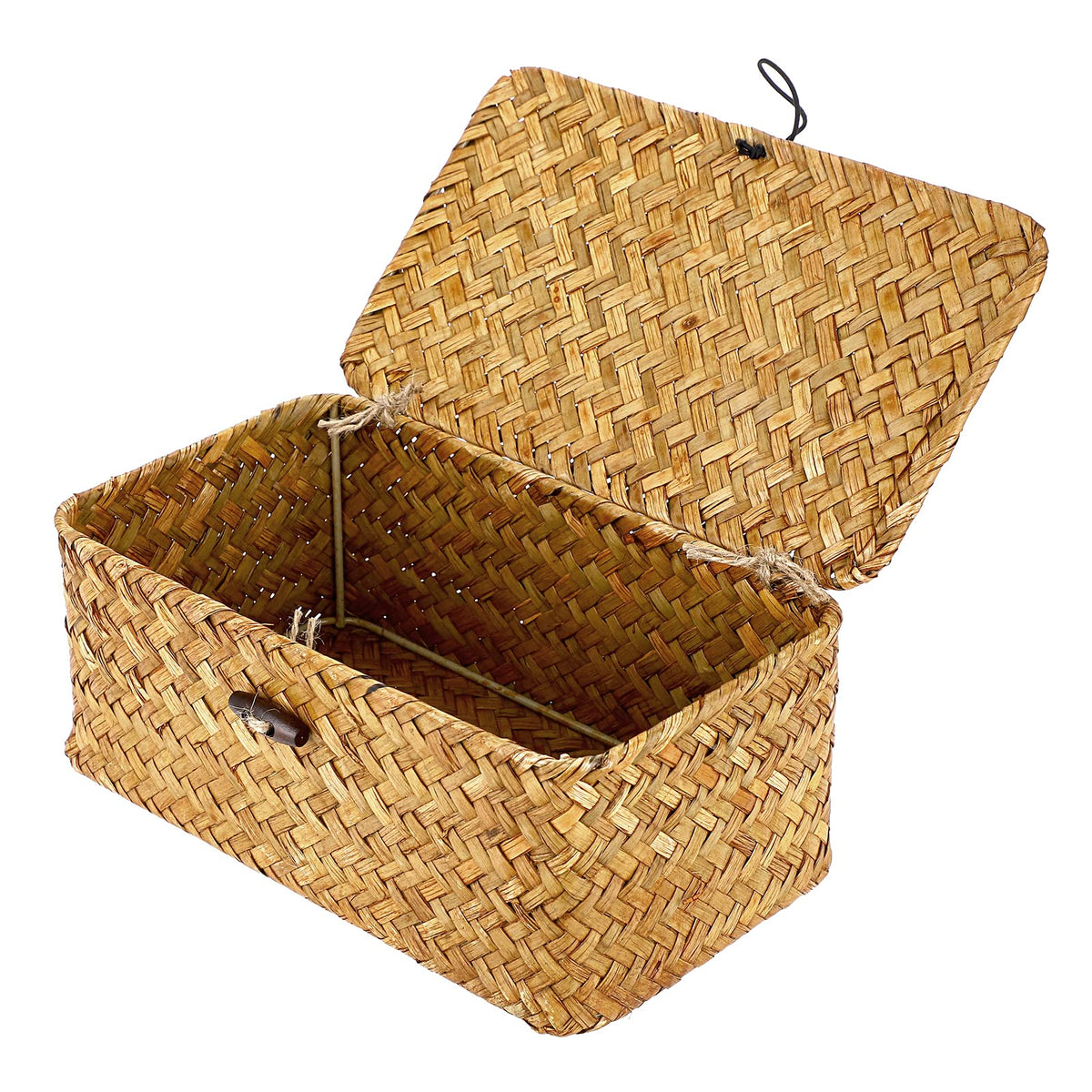 Hipiwe Wicker Shelf Baskets Bin with Lid Woven Storage Box, Coffee X-Large