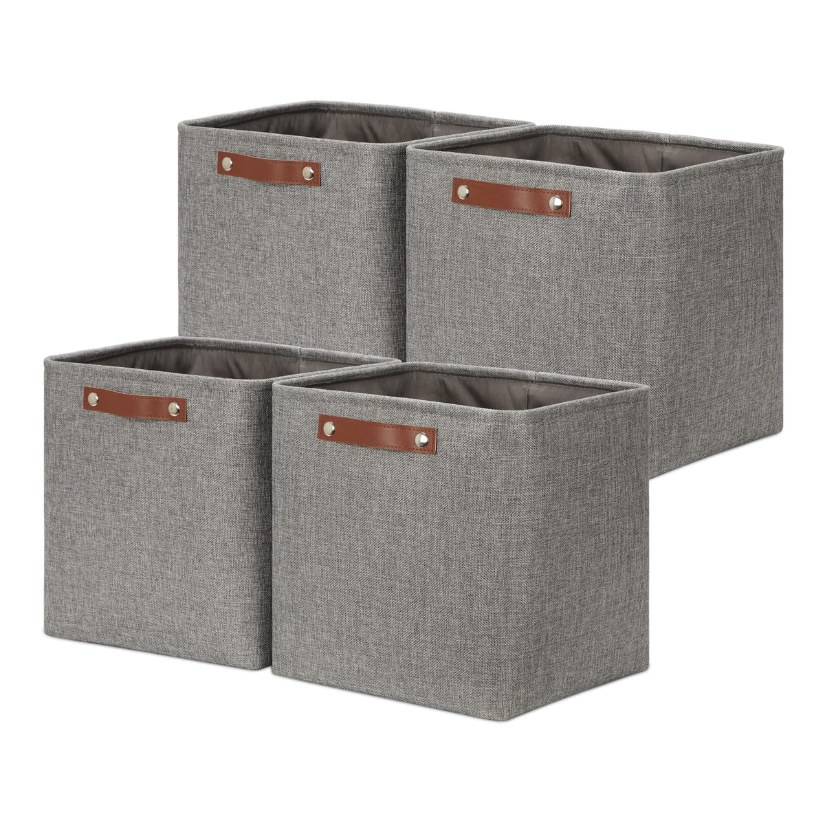 DULLEMELO Small Storage Bins, Storage Baskets for Organizing, Collapsible Rectangular Fabric Baskets for Shelves, Closets, Nursery, Home, Office, Empty Gift Baskets (6-Pack, White&Khaki)