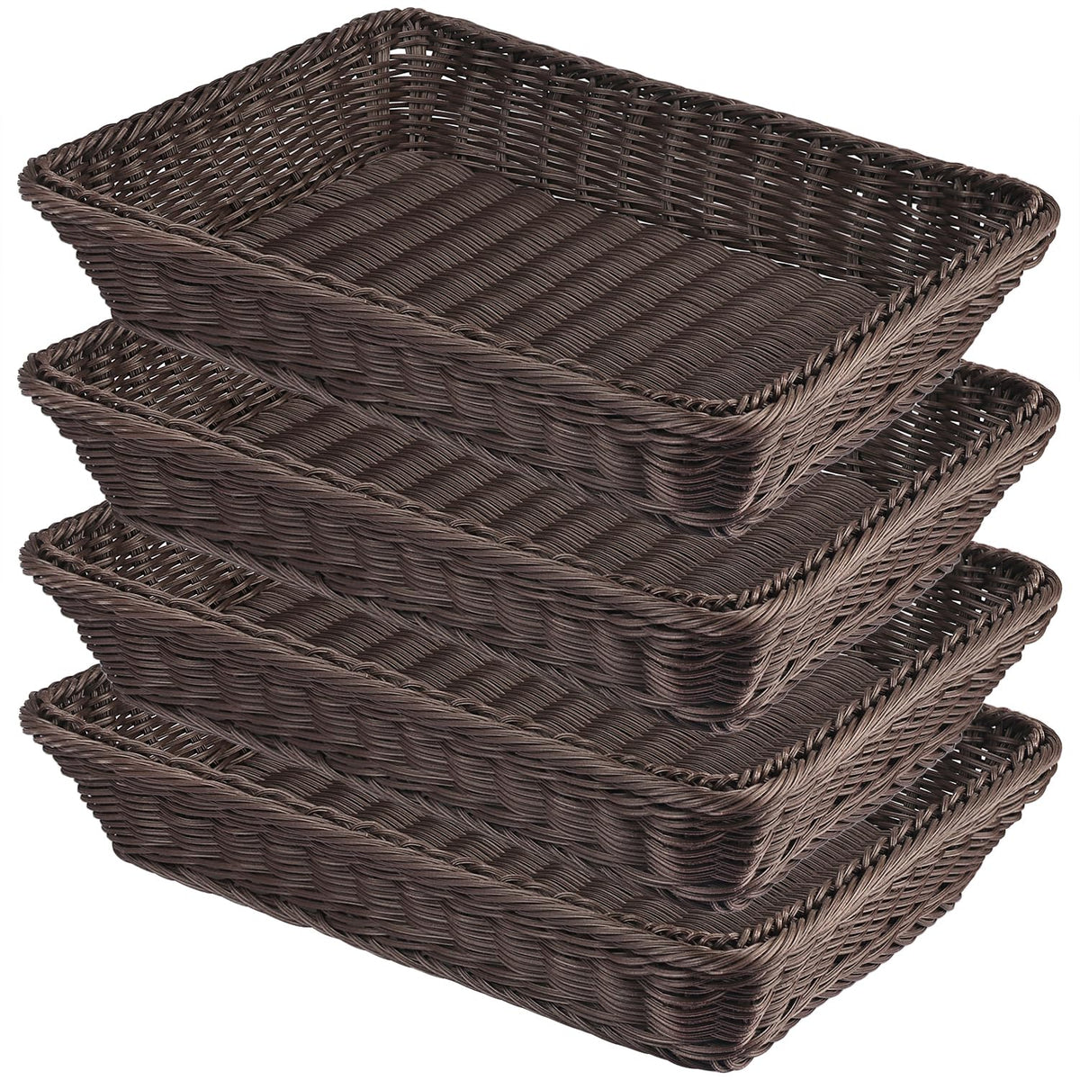 6 PCS 12x8 Inch Wicker Bread Basket, Woven Serving Basket, Tabletop Food Serving Basket for Restaurant, Bakery, Family Party, Hotel, Fruits, Vegetables and Snacks, Brown