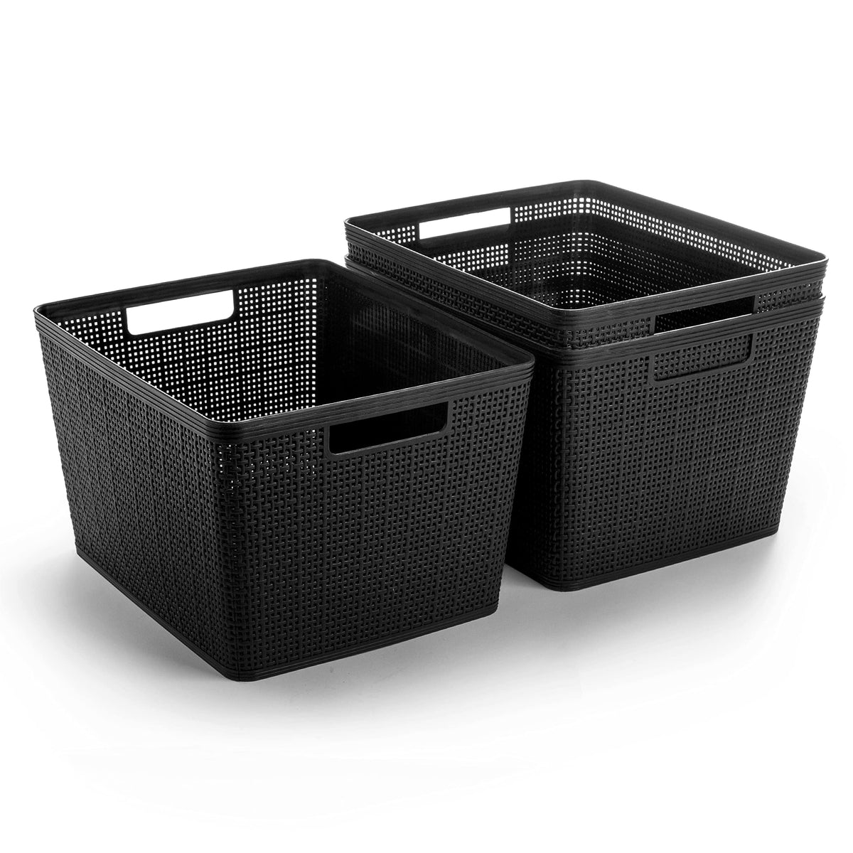 BINO | Woven Plastic Basket | Small (Natural Grey), 5-Pack | THE JUTE COLLECTION | Home Organization, Space - Saving Storage, Stylish Design | Jute Basket | Plastic Storage Basket