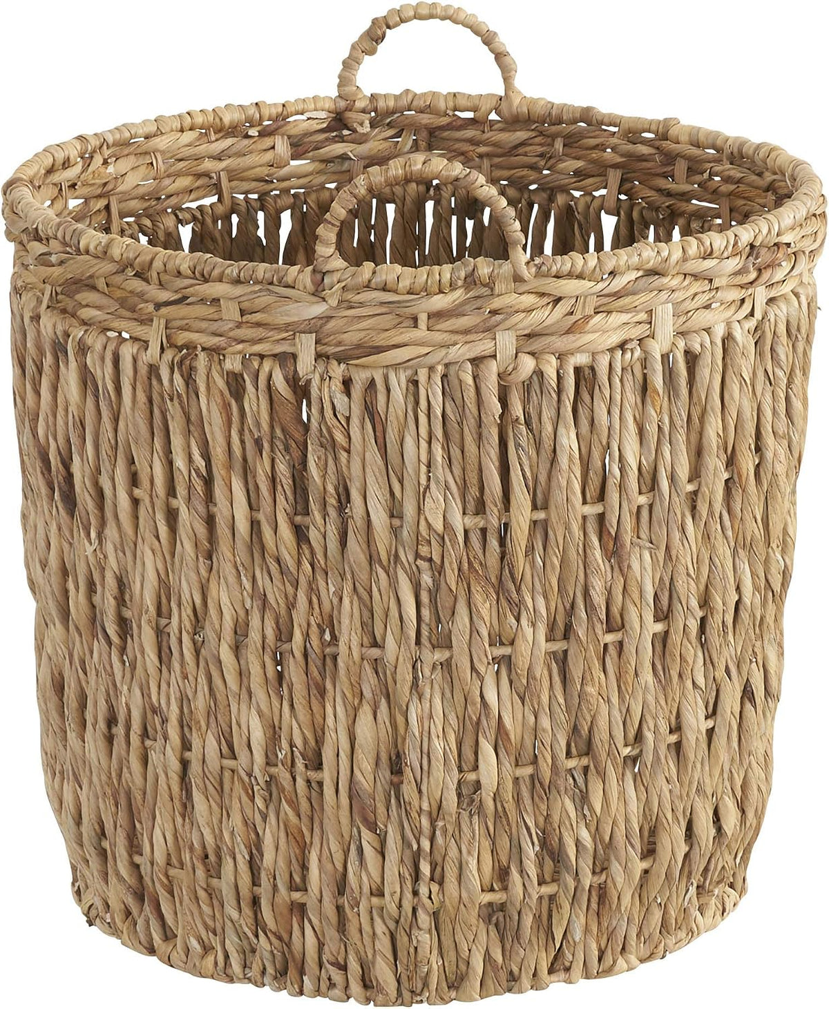 Household Essentials Tall Wicker Floor Basket, Woven Decorative Basket with Handles, Handmade, Great for Laundry and Storage, Natural