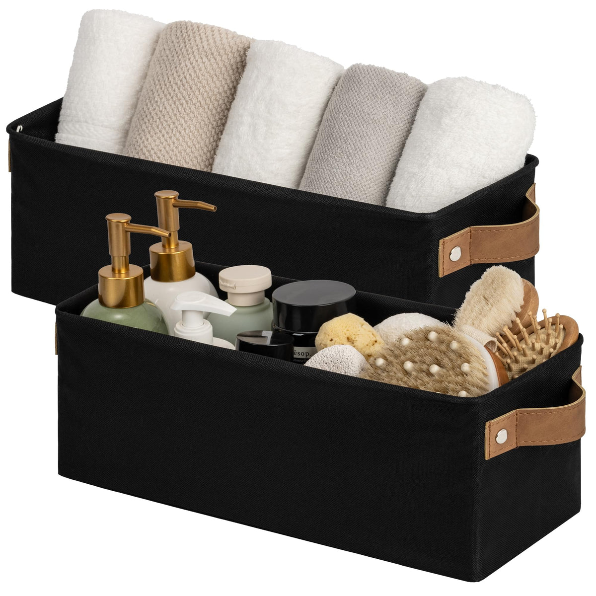 StorageWorks Narrow Storage Bins, Toilet Paper Storage, Natural, 2-Pack
