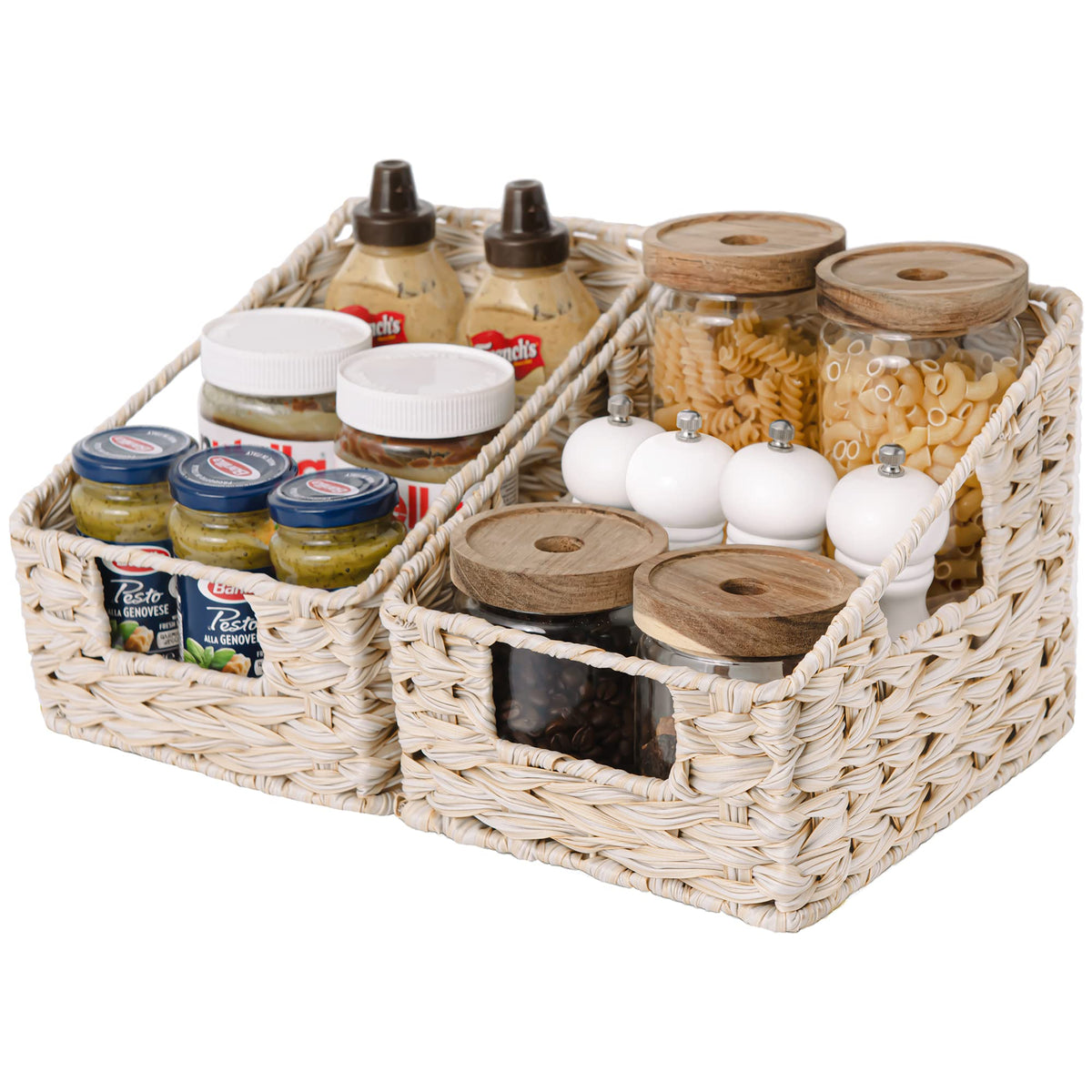 GRANNY SAYS Wicker Storage Baskets, Waterproof Wicker Basket with Handles
