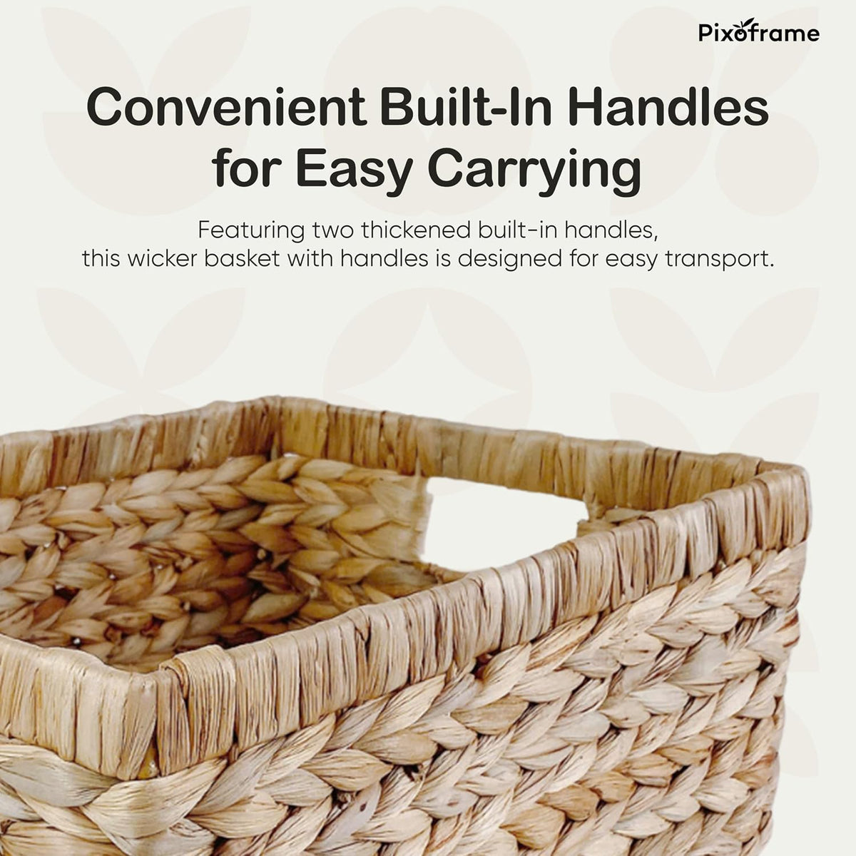 Large Handwoven Water Hyacinth Storage Wicker Basket with 2 Handles - Brown