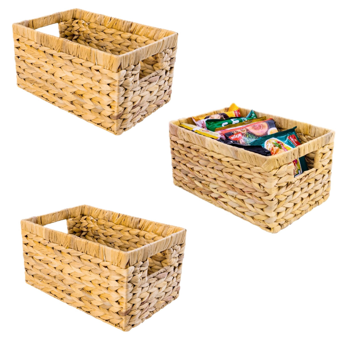 M4DECOR Set of 6 Rectangular Wicker Storage Baskets for Shelves