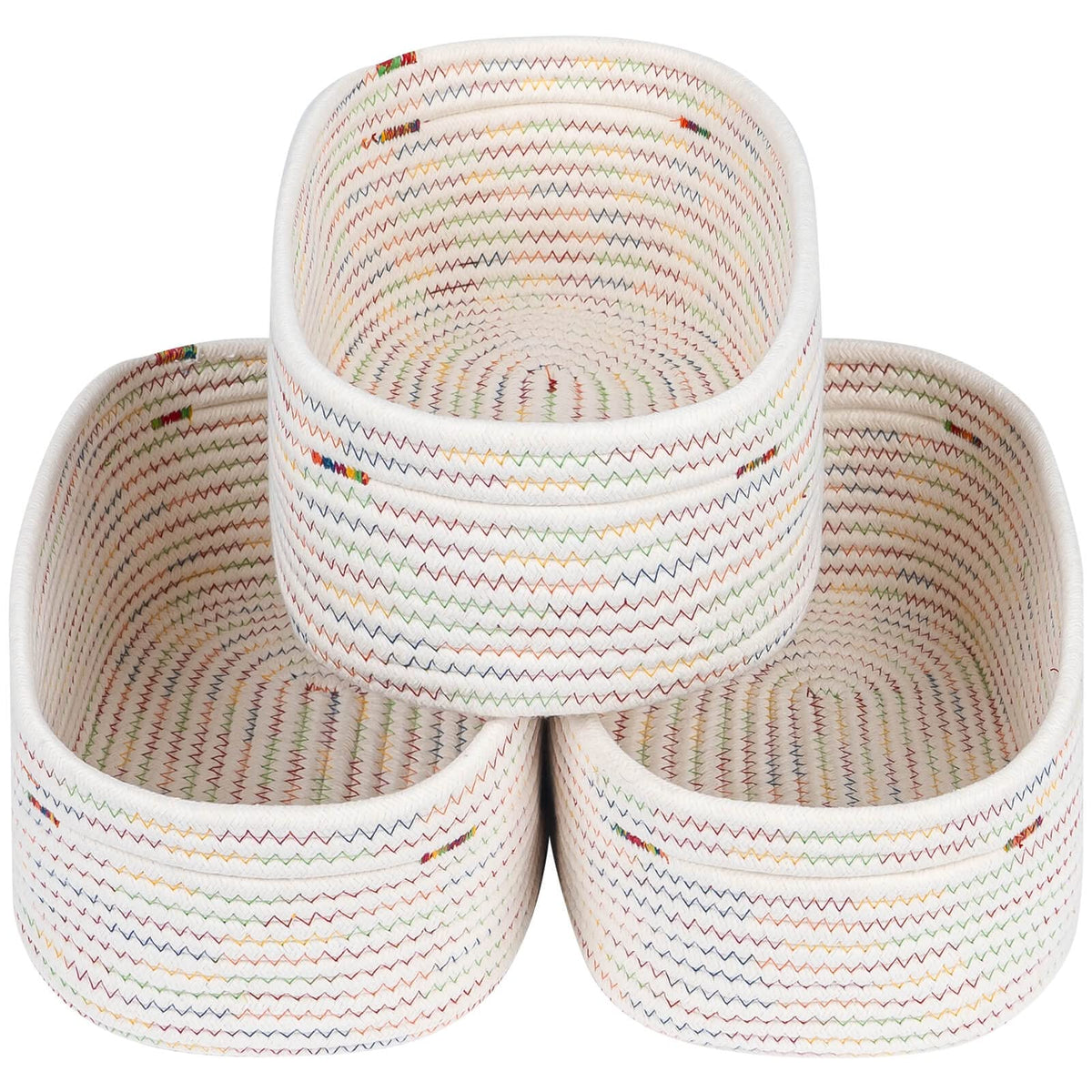 CubesLand Cube Shelf Closet Storage Rope Cotton Baskets Bins Set 2