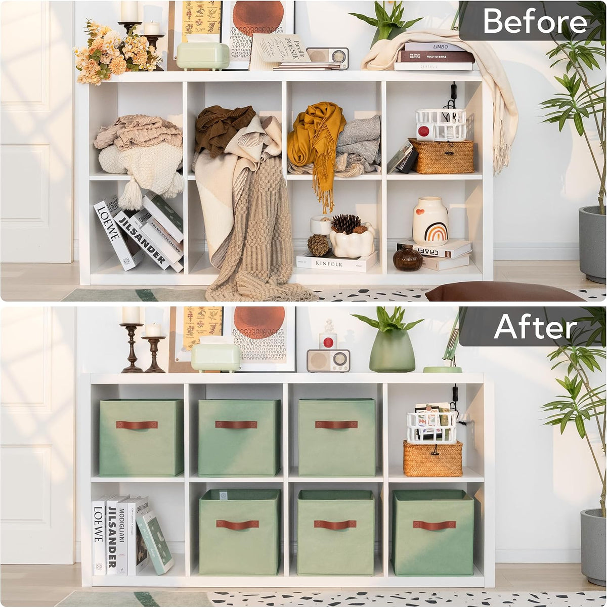 GRANNY SAYS 11 Inch Fabric Storage Cubes, 6-Pack, Sage Green