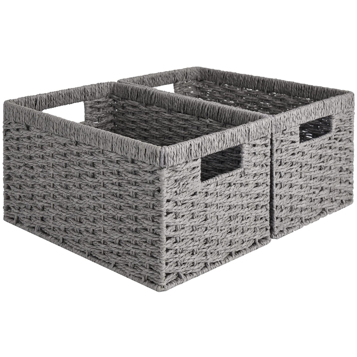 StorageWorks Wicker Baskets, Wicker Storage Baskets for Shelves, 2-Pack