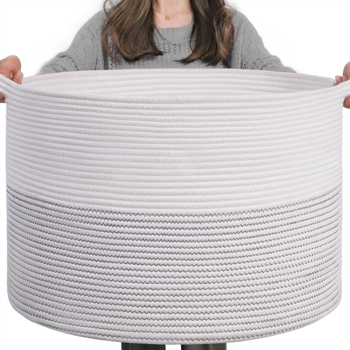 INDRESSME 115L Extra Large Woven Wicker Blanket Basket Living Room