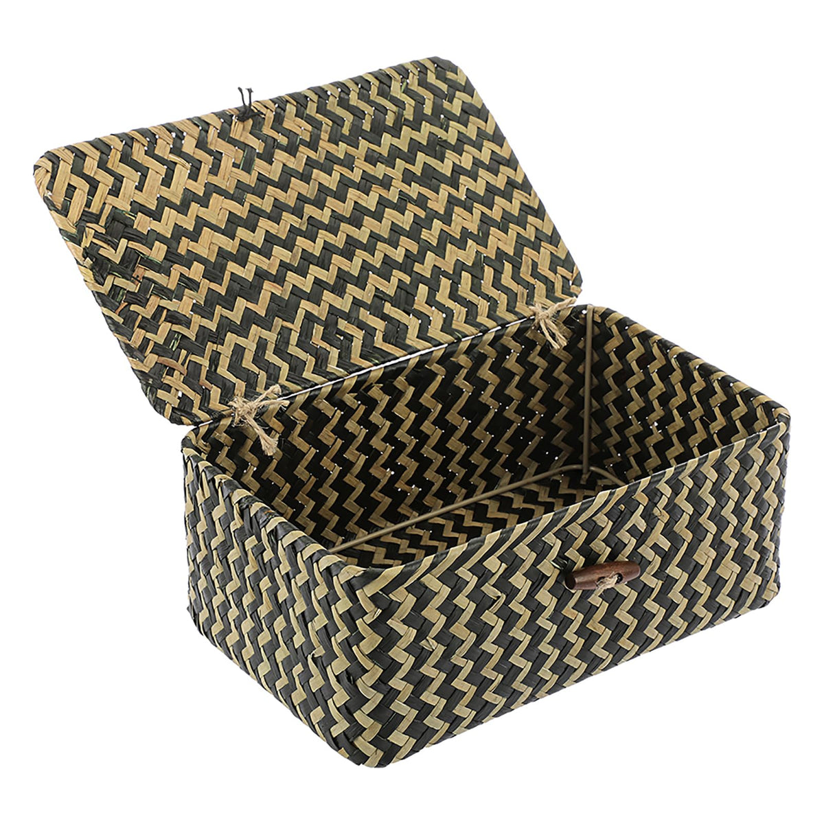 Hipiwe Wicker Shelf Baskets Bin with Lid Woven Storage Box, Coffee X-Large