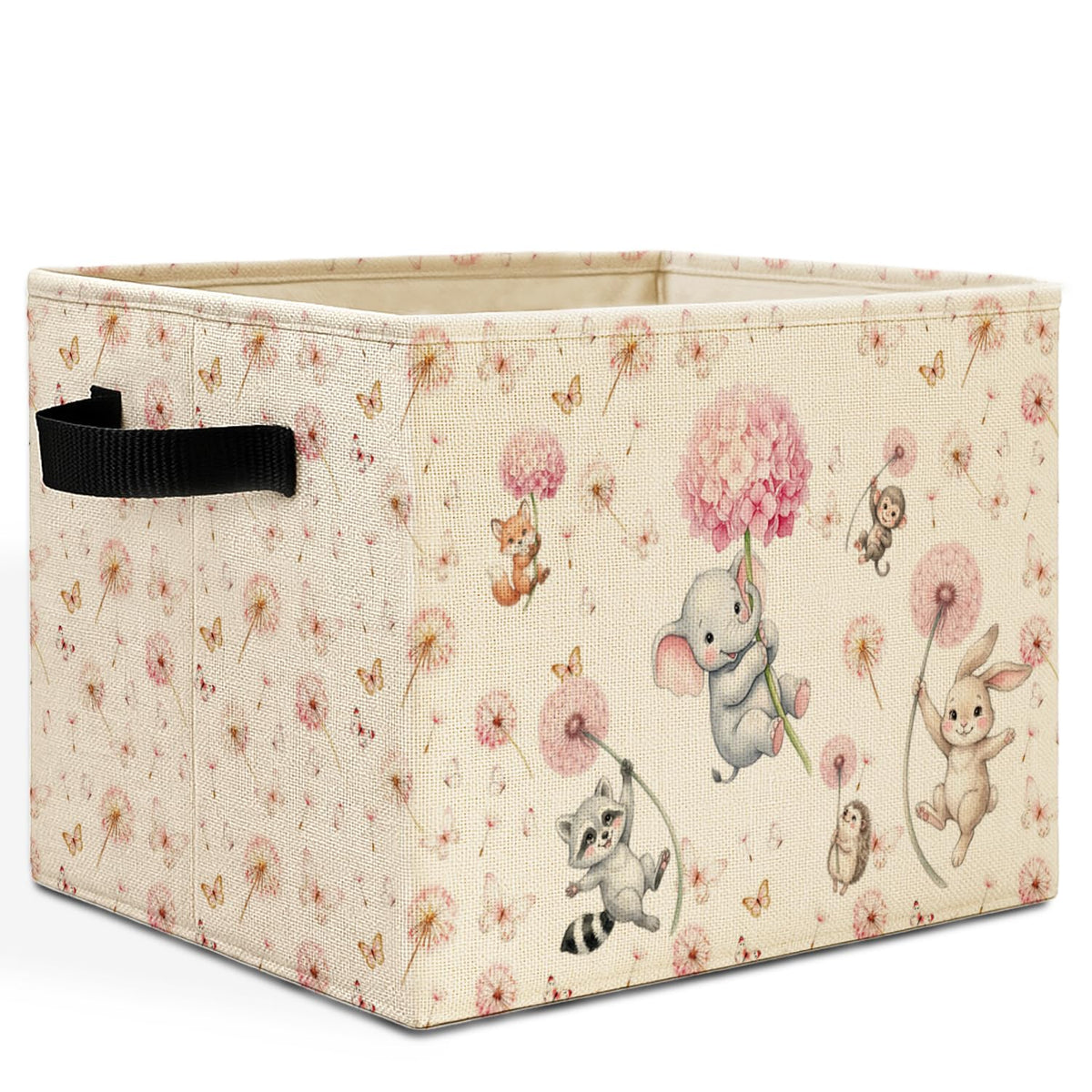 Forest Animal Nursery Storage Bins Box with Handles, Bear Deer Fox Bunny Woods Animal Laundry Basket Hamper Collapsible Clothes Toys Organizer for Toddler Kids Room Playroom