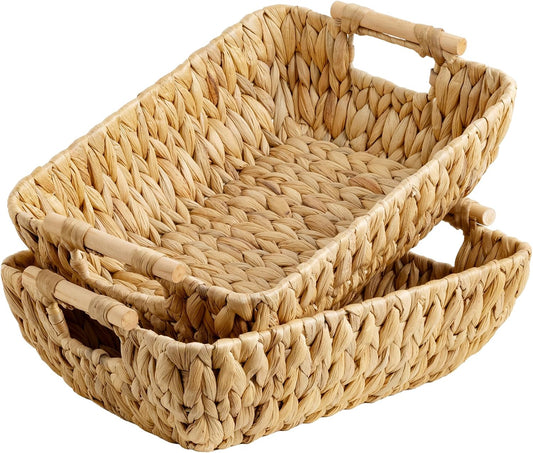 StorageWorks Wicker Baskets for Organizing, Water Hyacinth Storage Baskets