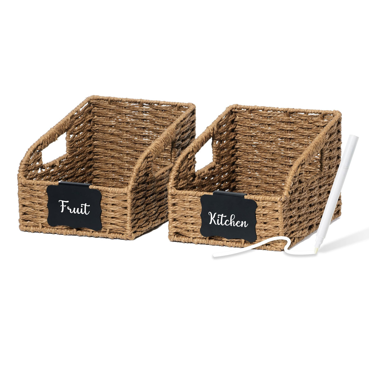 Pantry Baskets for Organizing,Wicker Storage Bins,3 Pack,Natural