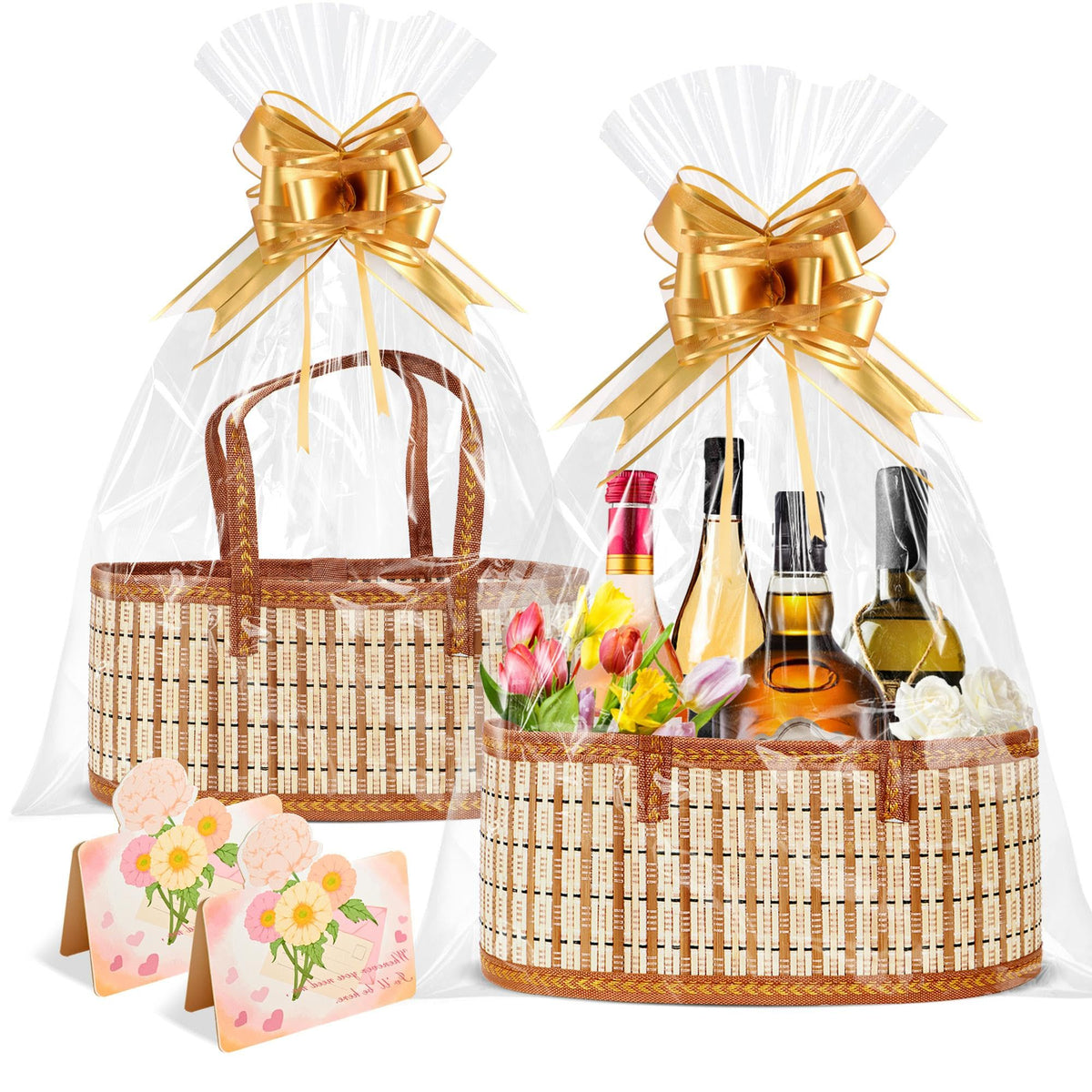 Orchidleaf 2 Set Baskets for Gifts Empty, Woven Bamboo gift baskets empty