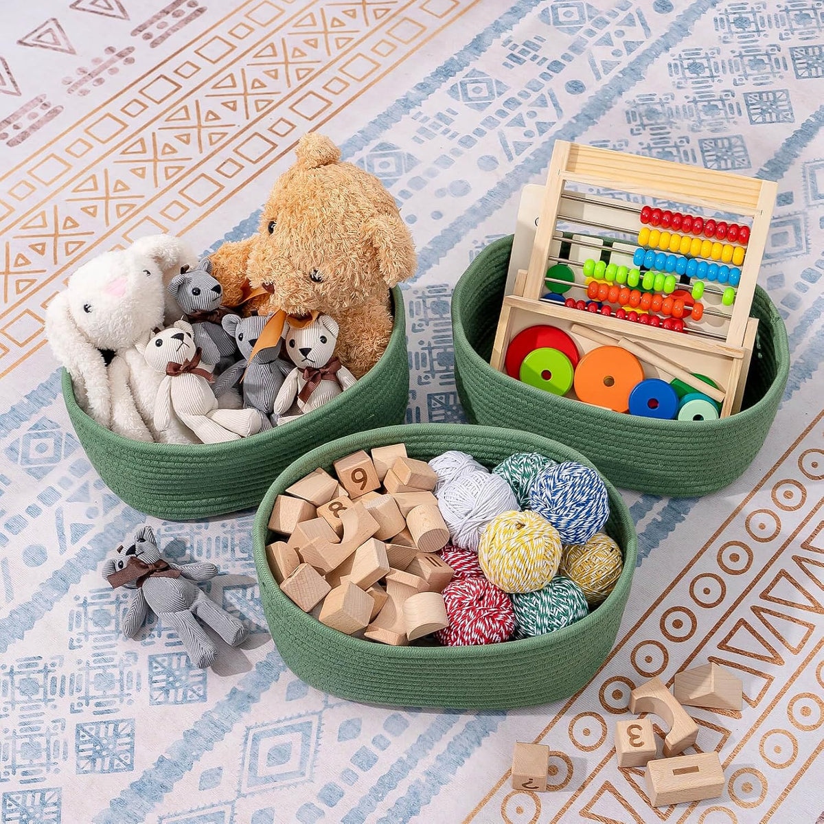 CubesLand Cube Shelf Closet Storage Rope Cotton Baskets Bins Set 2