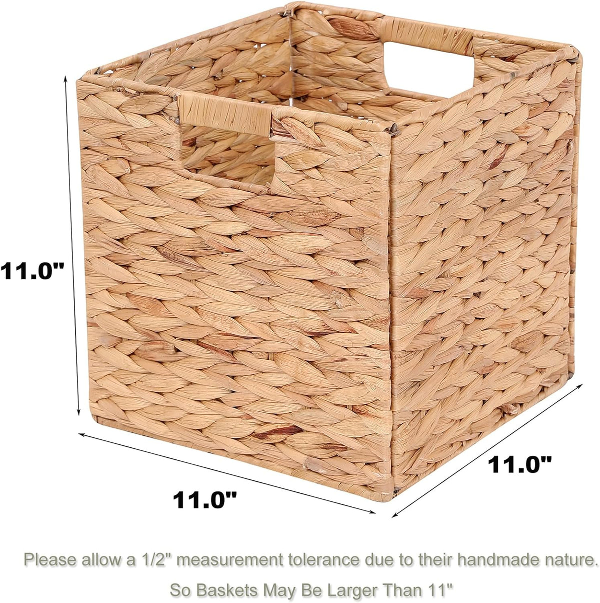 LYJWOO6D Water Hyacinth Storage Baskets 11x11x11 Inch Set of 2