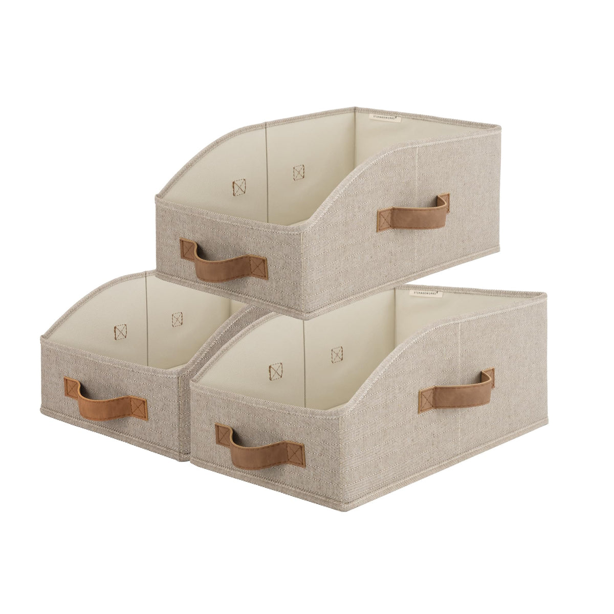 StorageWorks Closet Storage Bins Trapezoid, Gray, Large, 3-Pack