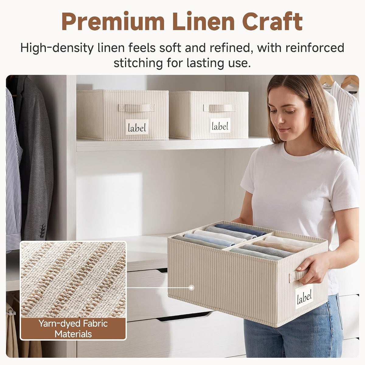 StorageWorks Closet Shelf Organizer Bins with Divider, 9¾"Lx16"Wx6¾"H