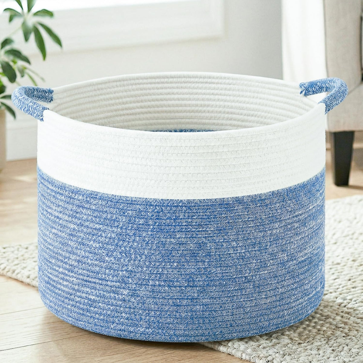 Artfeel 40L Large Cotton Rope Basket, Decorative Woven Blanket Storage for Living Room, Boho Toy Storage & Toy Box for Kids, Versatile Laundry Basket & Nursery Hamper for Blankets(Brown)