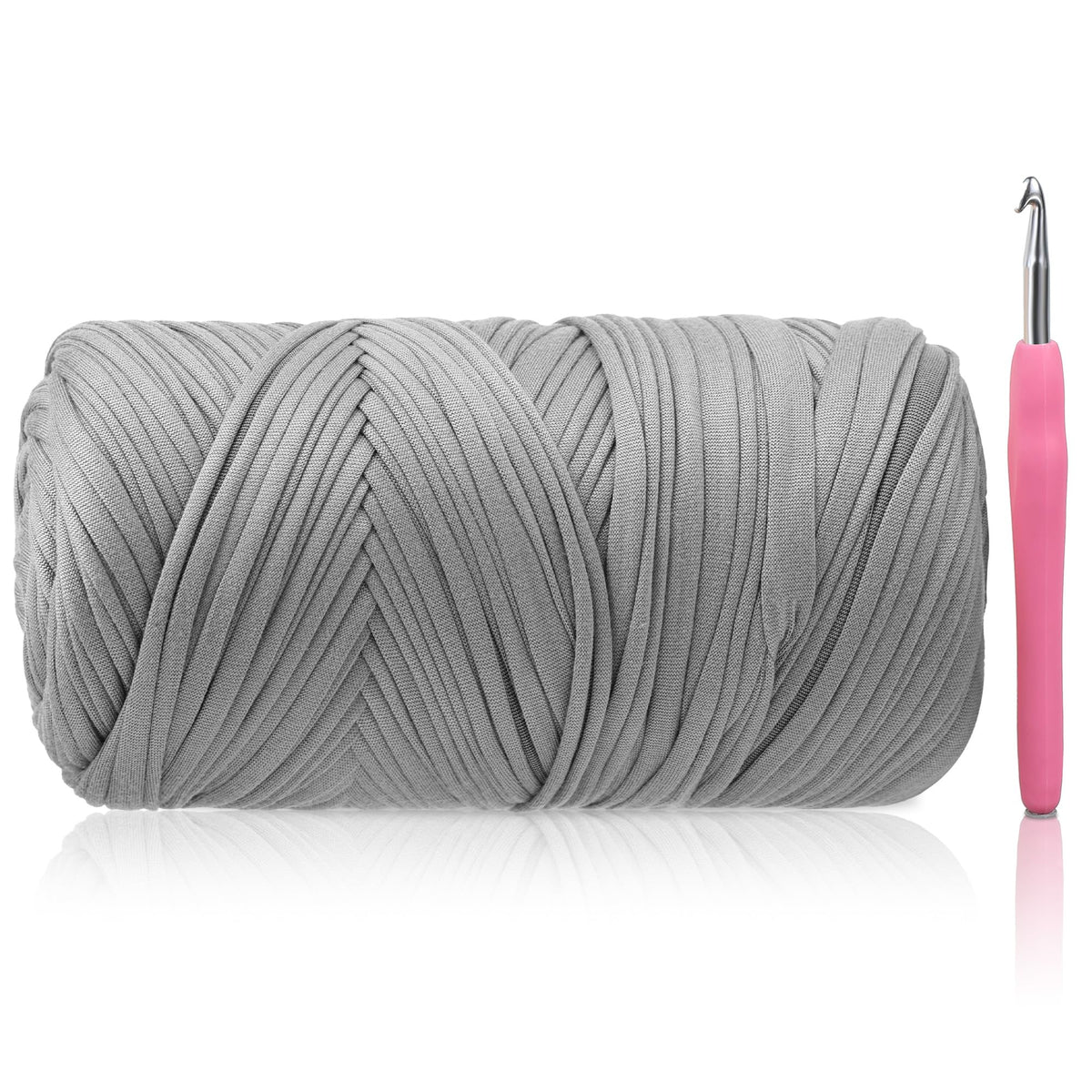 T-Shirt Yarn - 400g/118 Yards Elastic Fabric Crochet Cloth T-Shirt Yarn, Thick Hand Knitting Yarns for Crocheting Bags/Rugs/Baskets/Craft Project (Modern, 1-Grey)