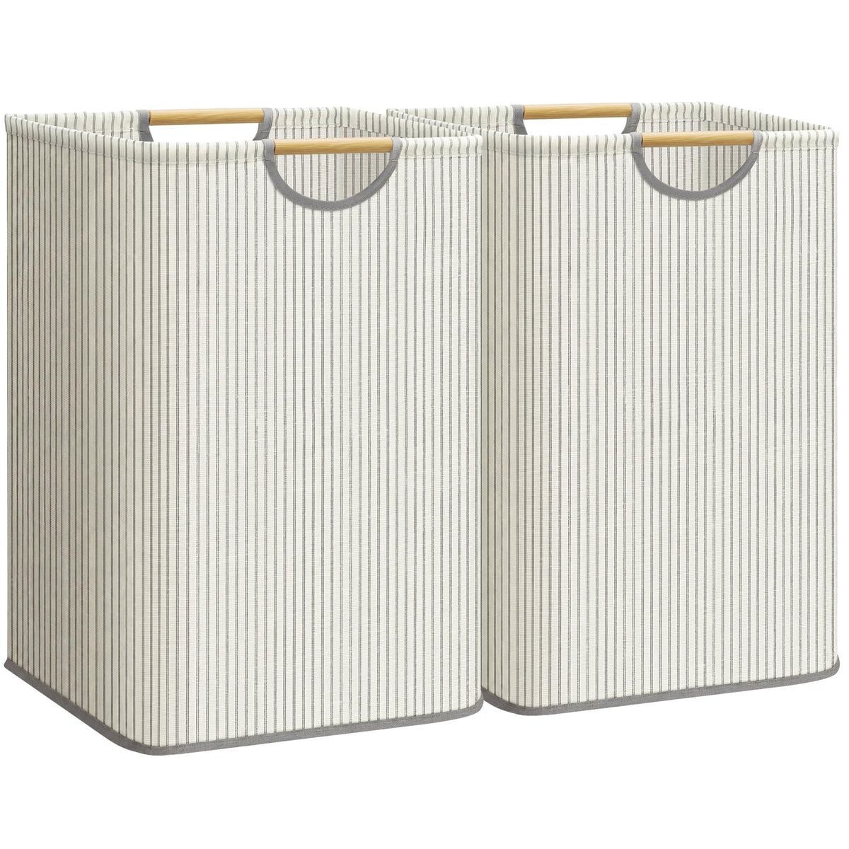 STORAGE MANIAC 1-Pack Collapsible Laundry Hamper with Bamboo Handles, Black